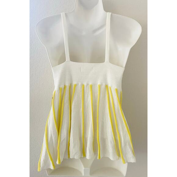 Maeve Anthropolgie NWT Super Soft White & Yellow Striped Tank Top Size Medium - Picture 3 of 6